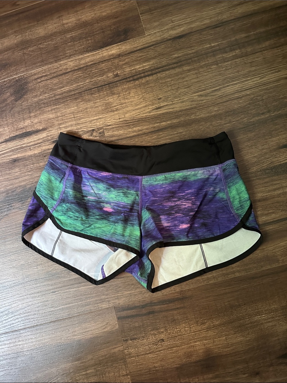 lululemon athletica Green & Purple Athletic Running Shorts